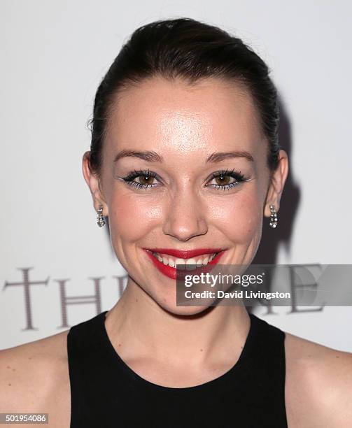 Actress Caroline Barry attends the GENLUX Magazine Beverly Johnson cover issue event at The Rodeo Collection on December 18, 2015 in Beverly Hills,...