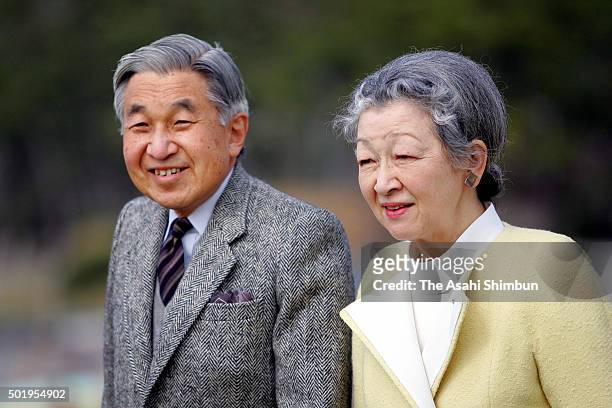 Emperor Akihito and Empress Michiko are seen outside the Hayama Imperial Villa on March 26, 2006 in Hayama, Kanagawa, Japan.