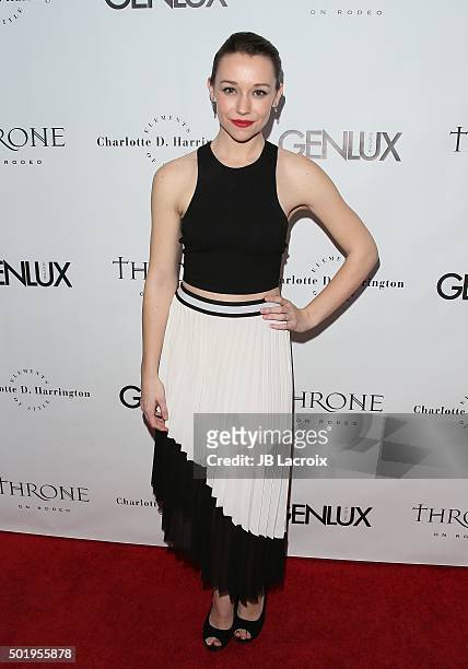 Caroline Barry attends the GENLUX Magazine Beverly Johnson cover issue party held at the Rodeo Collection on December 18, 2015 in Beverly Hills,...