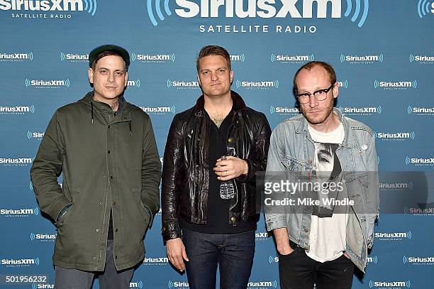 Dann Gallucci, Nathan Willett and Matt Maust of Cold War Kids attend a private concert for SiriusXM subscribers on December 18, 2015 in West...