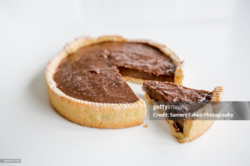 Slice of chocolate tart