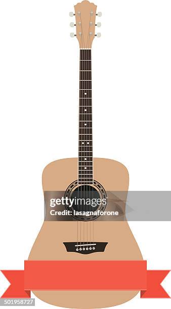 acoustic guitar with banner - acoustic guitar stock illustrations