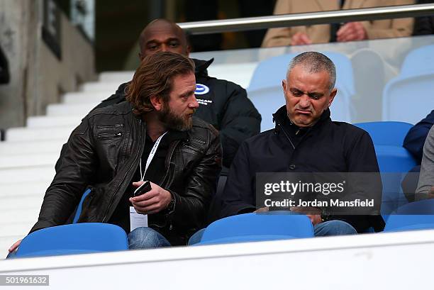 Jose Mourinho, former manager of Chelsea watches on during the Sky Bet Championship match between Brighton and Hove Albion and Middlesbrough at The...