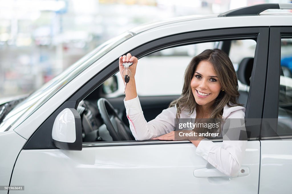 Woman buying a car