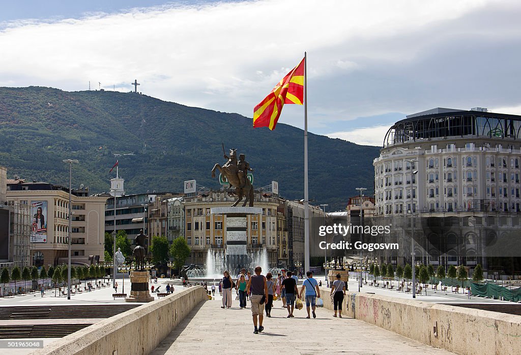 People on Skopje Square