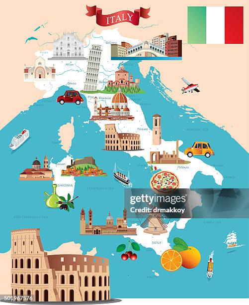 cartoon karte von italien - vesuv stock-grafiken, -clipart, -cartoons und -symbole