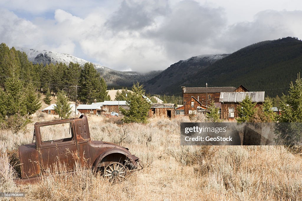 Old car in a former classic ghost town.