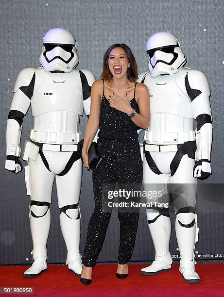 Myleene Klass attends the European Premiere of "Star Wars: The Force Awakens" at Leicester Square on December 16, 2015 in London, England.