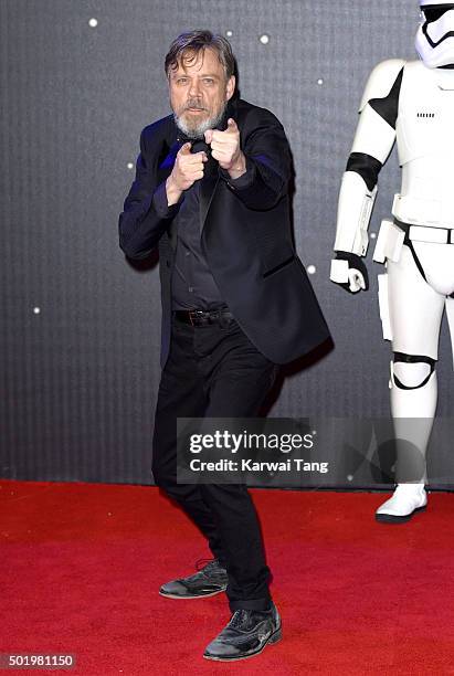 Mark Hamill attends the European Premiere of "Star Wars: The Force Awakens" at Leicester Square on December 16, 2015 in London, England.