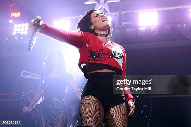Demi Lovato performs during the 2015 Y100 Jingle Ball at BB&T Center in Sunrise, Florida on December 18, 2015.