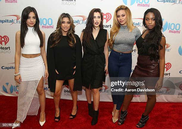 Fifth Harmony attends Y100's Jingle Ball 2015 on December 18, 2015 in Miami, Florida.