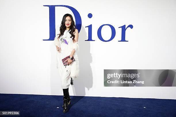 Meng Guangmei arrives at Dior SS 2016 Repeat Show at the Phoenix International Media Center on December 19, 2015 in Beijing, China.