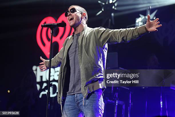 Nick Jonas performs during the 2015 Y100 Jingle Ball at BB&T Center on December 18, 2015 in Sunrise, Florida.