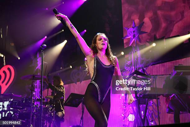 Tove Lo performs during the 2015 Y100 Jingle Ball at BB&T Center on December 18, 2015 in Sunrise, Florida.