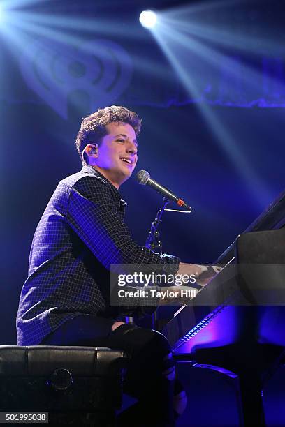 Charlie Puth performs during the 2015 Y100 Jingle Ball at BB&T Center on December 18, 2015 in Sunrise, Florida.