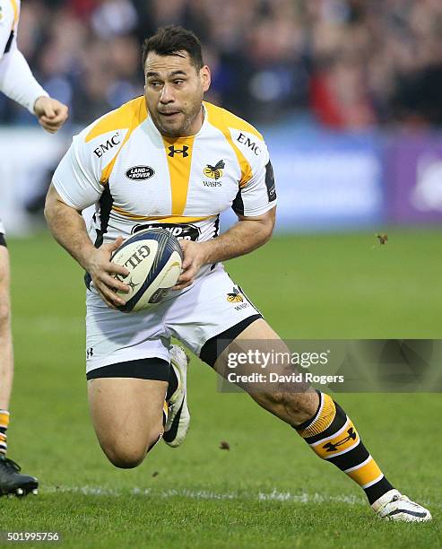 George Smith of Wasps runs with the ball during the European Rugby Champions Cup match between Bath and Wasps at the Recreation Ground on December...