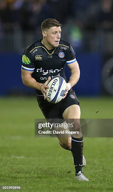 Rhys Priestland of Bath runs with the ball during the European Rugby Champions Cup match between Bath and Wasps at the Recreation Ground on December...