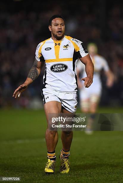 Alapati Leuia of Wasps in action during the European Rugby Champions Cup match between Bath Rugby and Wasps at Recreation Ground on December 19, 2015...