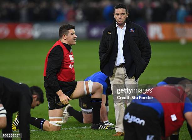 Coach Mike Ford looks on before the European Rugby Champions Cup match between Bath Rugby and Wasps at Recreation Ground on December 19, 2015 in...