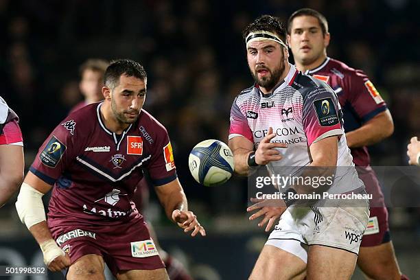 Scott Baldwin for Ospreys in action during the European Rugby Champions Cup match between Union Bordeaux Begles and Ospreys at Stade Chaban-Delmas on...