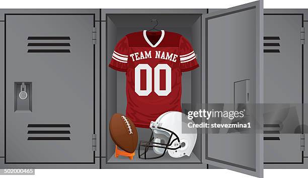 stockillustraties, clipart, cartoons en iconen met football locker - kleedkamer vrijetijdsfaciliteiten