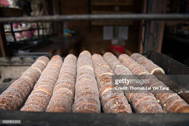 traditional food in prague - trdelník stock pictures, royalty-free photos & images
