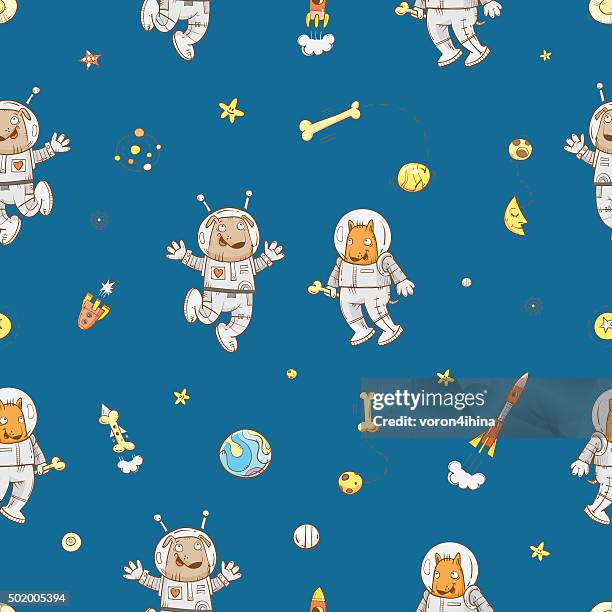 Pattern with dogs astronaut.