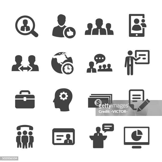 management-icons-set-acme series - delegating stock-grafiken, -clipart, -cartoons und -symbole