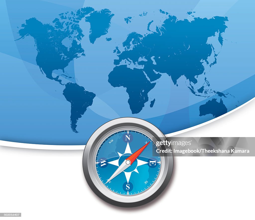 Compass Map World Design Compass Illustration With Map Of The World High-Res Vector Graphic ...