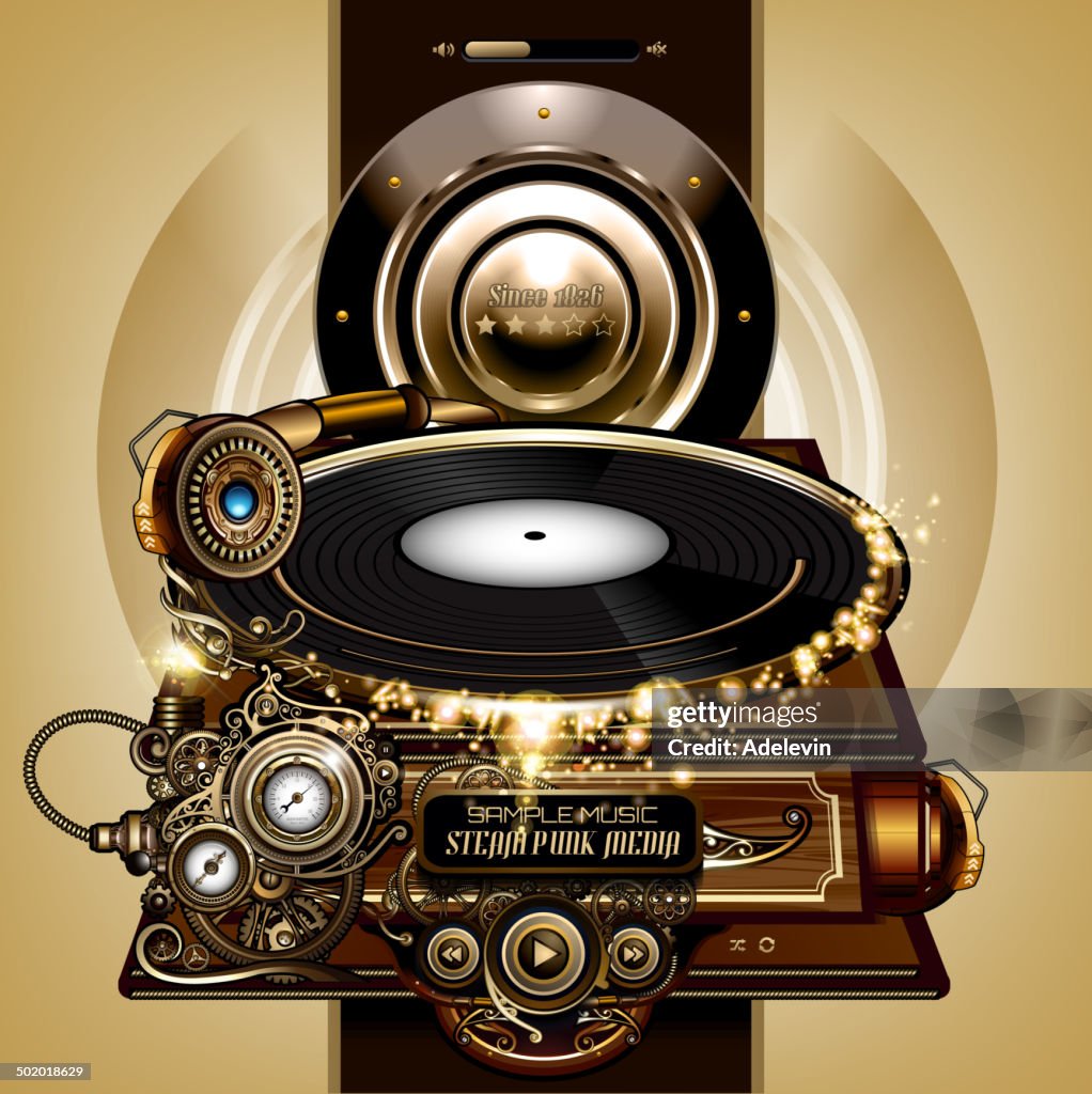 Steampunk concept gramophone