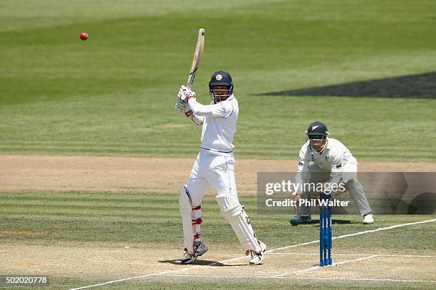 Milinda Siriwardana of Sri Lanka bats during day three of the Second Test match between New Zealand and Sri Lanka at Seddon Park on December 20, 2015...