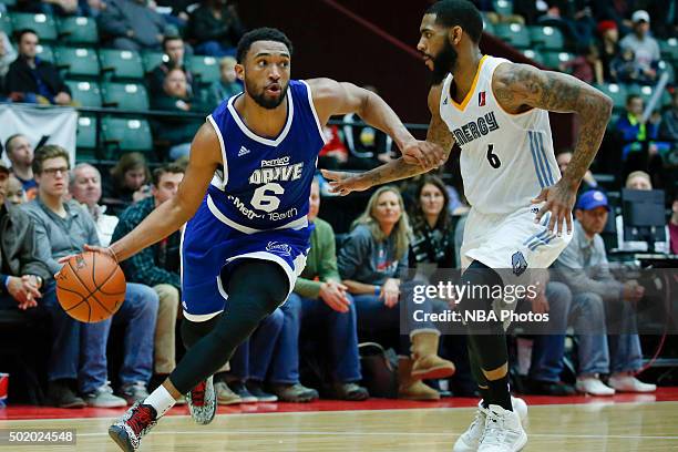 Darrun Hilliard of the Grand Rapids Drive drives to the basket against Terry Whisnant of the Iowa Energy during the second half of an NBA D-League...