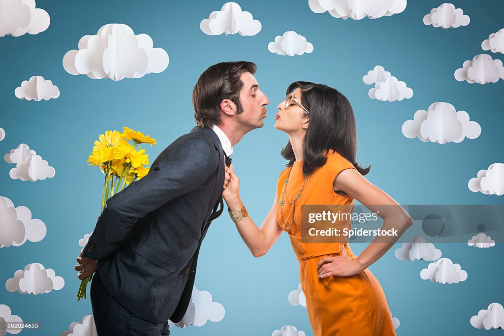 Quirky Stylish Couple Kissing