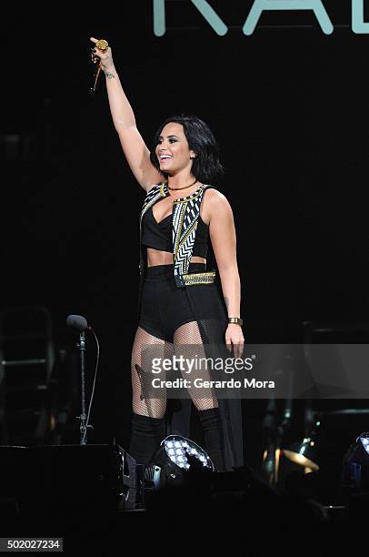 Demi Lovato performs onstage during 93.3 FLZ's Jingle Ball 2015 Presented by Capital One at Amalie Arena on December 19, 2015 in Tampa Bay, Fla.