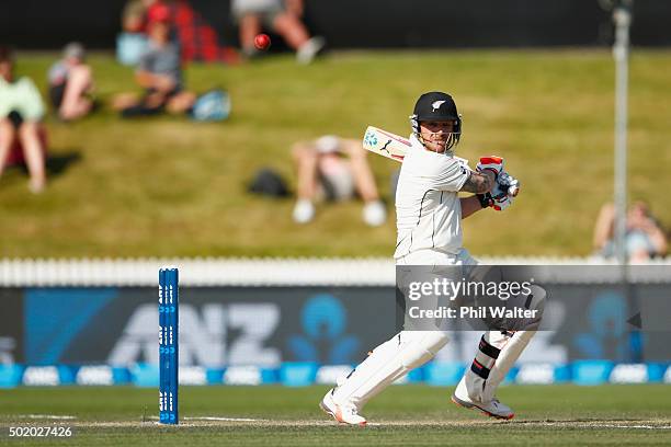 Brendon McCullum of New Zealand bats during day three of the Second Test match between New Zealand and Sri Lanka at Seddon Park on December 20, 2015...