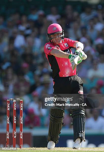 Brad Haddin of the Sixers bats during the Big Bash League match between the Sydney Sixers and the Hobart Hurricanes at Sydney Cricket Ground on...