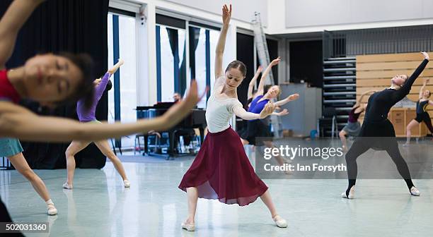 Ballet dancer Jenny Hackwell takes part in company class at the headquarters of Northern Ballet ahead of a performance later that evening of The...