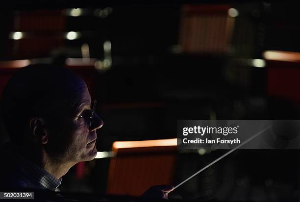 Northern Ballet Sinfonia Conductor Brett Morris conducts musicians during final rehearsals at the Grand Theatre ahead of a performance of The...