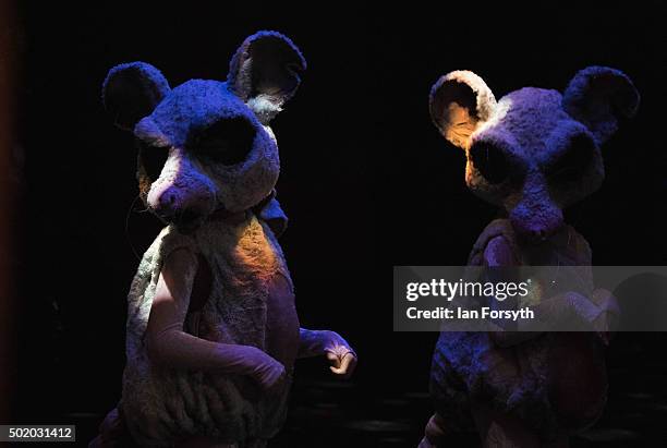 Ballet dancers dressed as part of the mouse army perform during The Nutcracker by Northern Ballet at the Grand Theatre on December 18, 2015 in Leeds,...