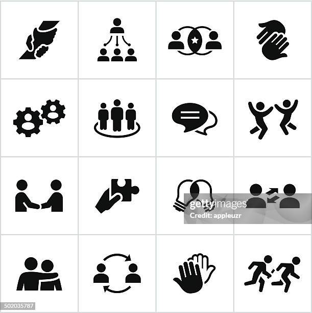 black teamwork icons - person with thought bubble stock illustrations