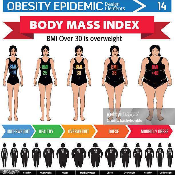 body mass index infographic design elements - body mass index chart stock illustrations