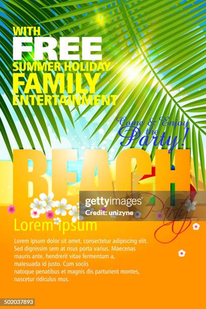 happy sommer urlaub hintergrund - strandparty stock-grafiken, -clipart, -cartoons und -symbole