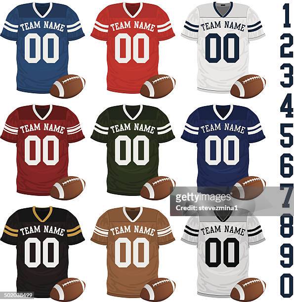 football jersey collection - american football uniform stock illustrations