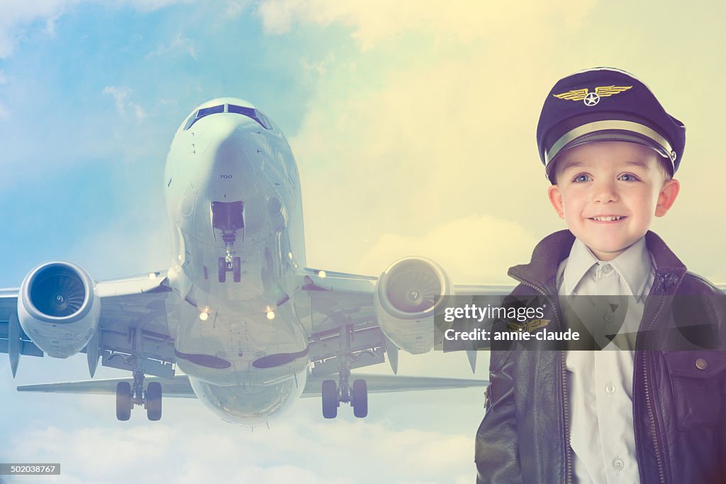 Happy kid with airplane