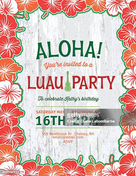 aloha hawaiian party invitation - aloha stock illustrations