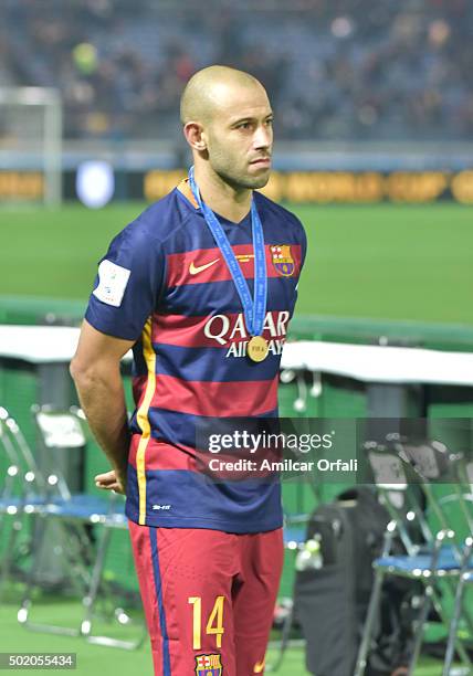Javier Mascherano of Barcelona looks on during the FIFA Club World Cup final match between River Plate and FC Barcelona at International Stadium...