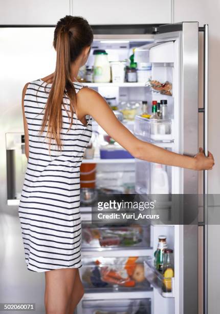making healthy choices - refrigerator door stock pictures, royalty-free photos & images