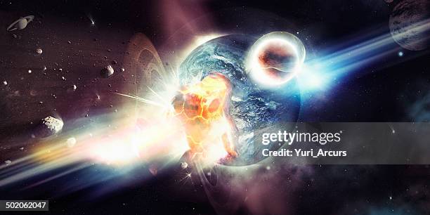 the destructive bombardment of a planet - emergencies and disasters stock illustrations stock pictures, royalty-free photos & images