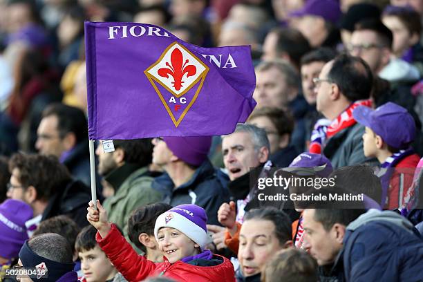 Fans of ACF Fiorentina during the Serie A match between ACF Fiorentina and AC Chievo Verona at Stadio Artemio Franchi on December 20, 2015 in...