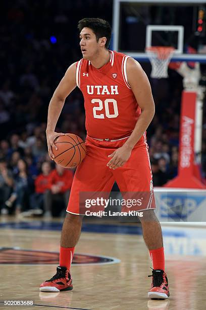 Chris Reyes of the Utah Utes in action against the Duke Blue Devils during the Ameritas Insurance Classic at Madison Square Garden on December 19,...